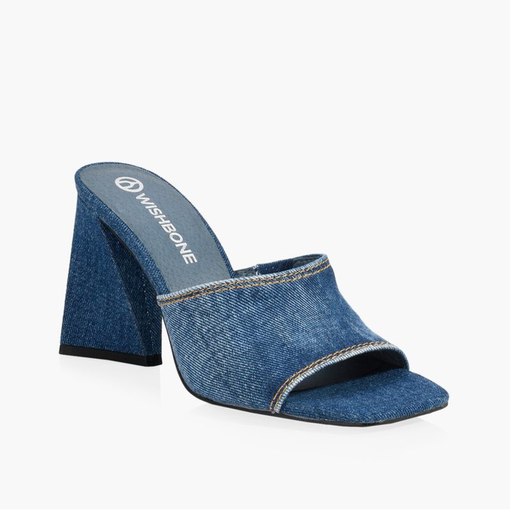 NEW WISHBONE TARA 2 chunky denim heels, size 5.5US - Picture 2 of 3